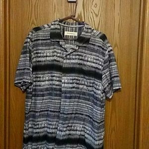 Tommy Bahama XL Silk Shirt, Black & Gray, Like New Condition